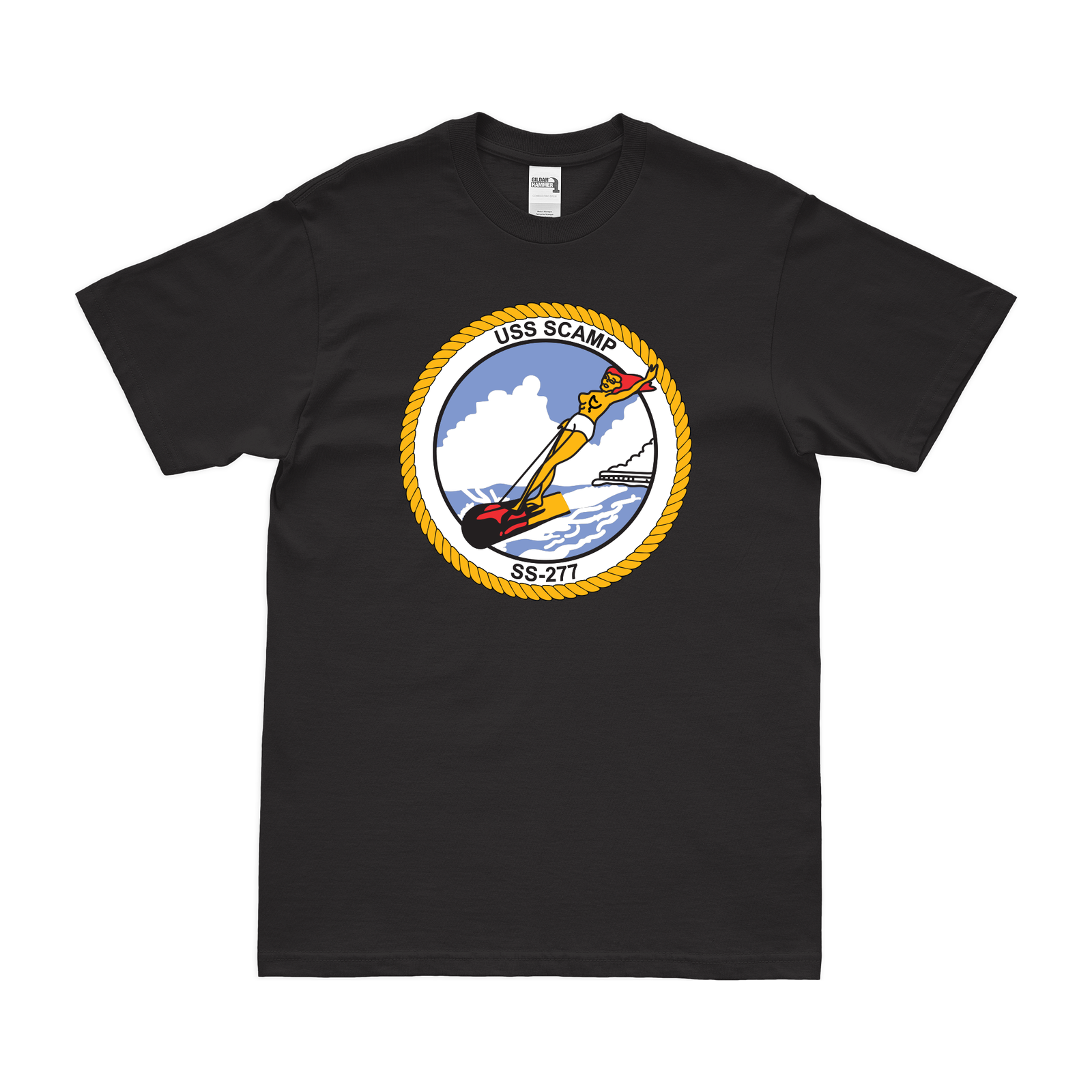 USS Scamp (SS-277) Gato-class Submarine T-Shirt Tactically Acquired Black Clean Small