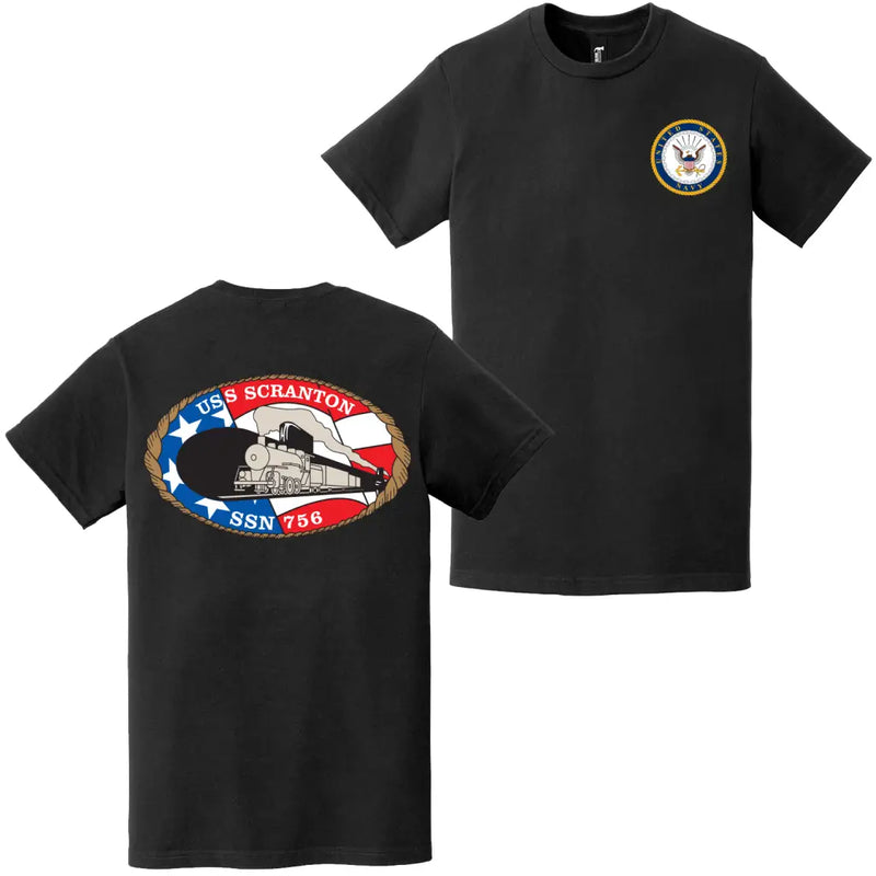 USS Scranton (SSN-756) Double-Sided Logo T-Shirt