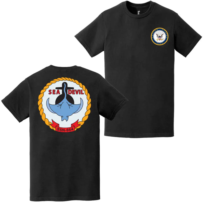 USS Sea Devil (SSN-664) Double-Sided Logo T-Shirt Tactically Acquired   