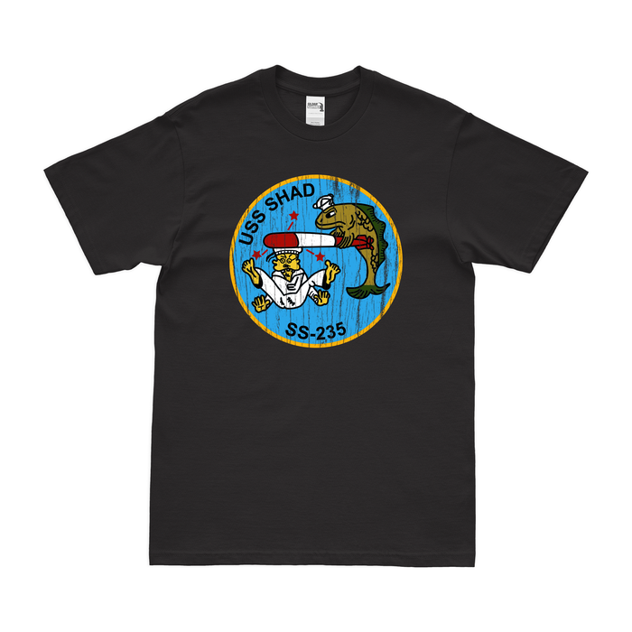 USS Shad (SS-235) Gato-class Submarine T-Shirt Tactically Acquired Black Distressed Small