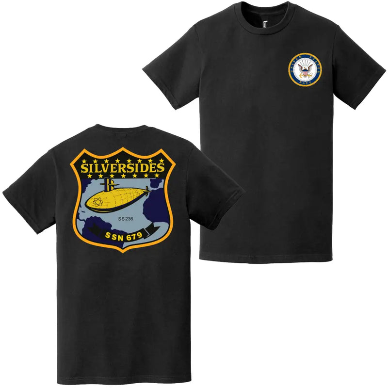 USS Silversides (SSN-679) Double-Sided Logo T-Shirt