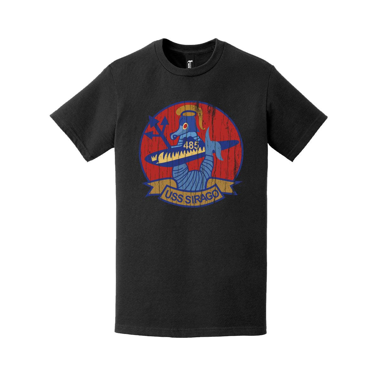 Distressed USS Sirago (SS-485) Logo Crest T-Shirt Tactically Acquired   