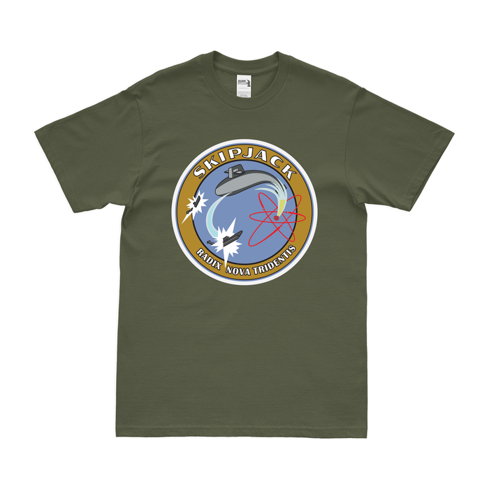 USS Skipjack (SSN-585) Submarine Emblem T-Shirt Tactically Acquired Military Green Small 