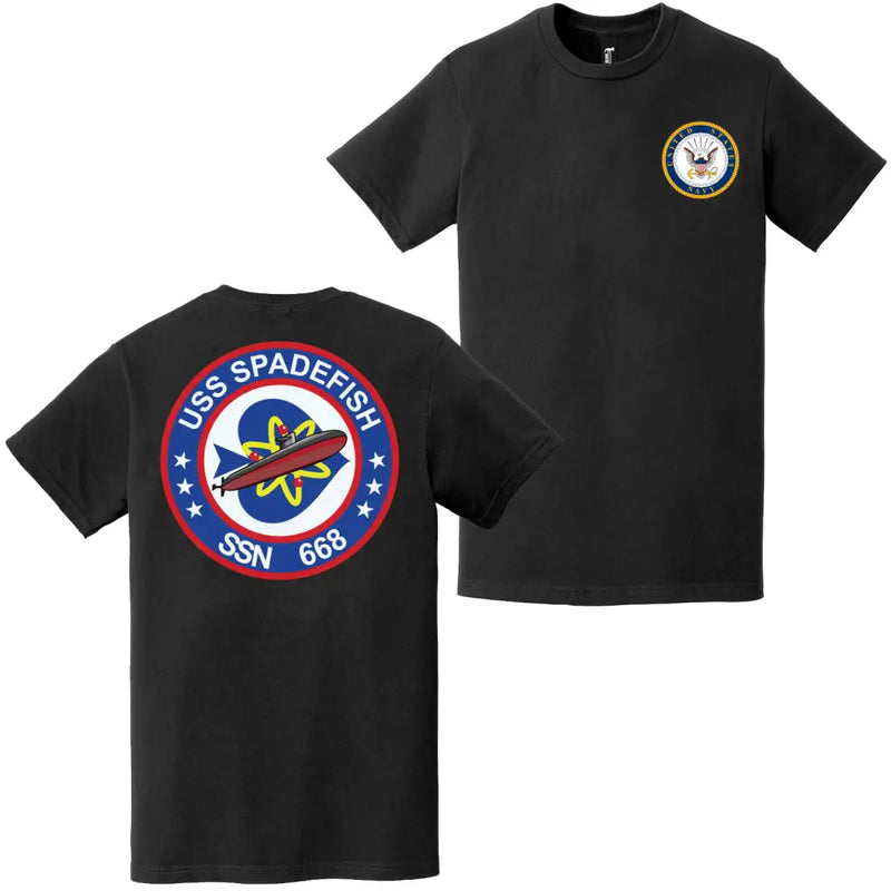 USS Spadefish (SSN-668) Double-Sided Logo T-Shirt