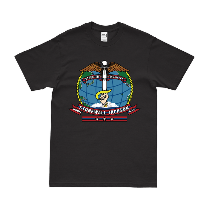 USS Stonewall Jackson (SSBN-634) Ballistic-Missile Submarine T-Shirt Tactically Acquired Black Clean Small