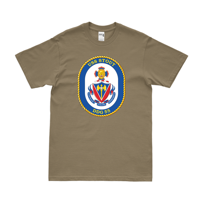 USS Stout (DDG-55) T-Shirt Tactically Acquired Coyote Brown Small 