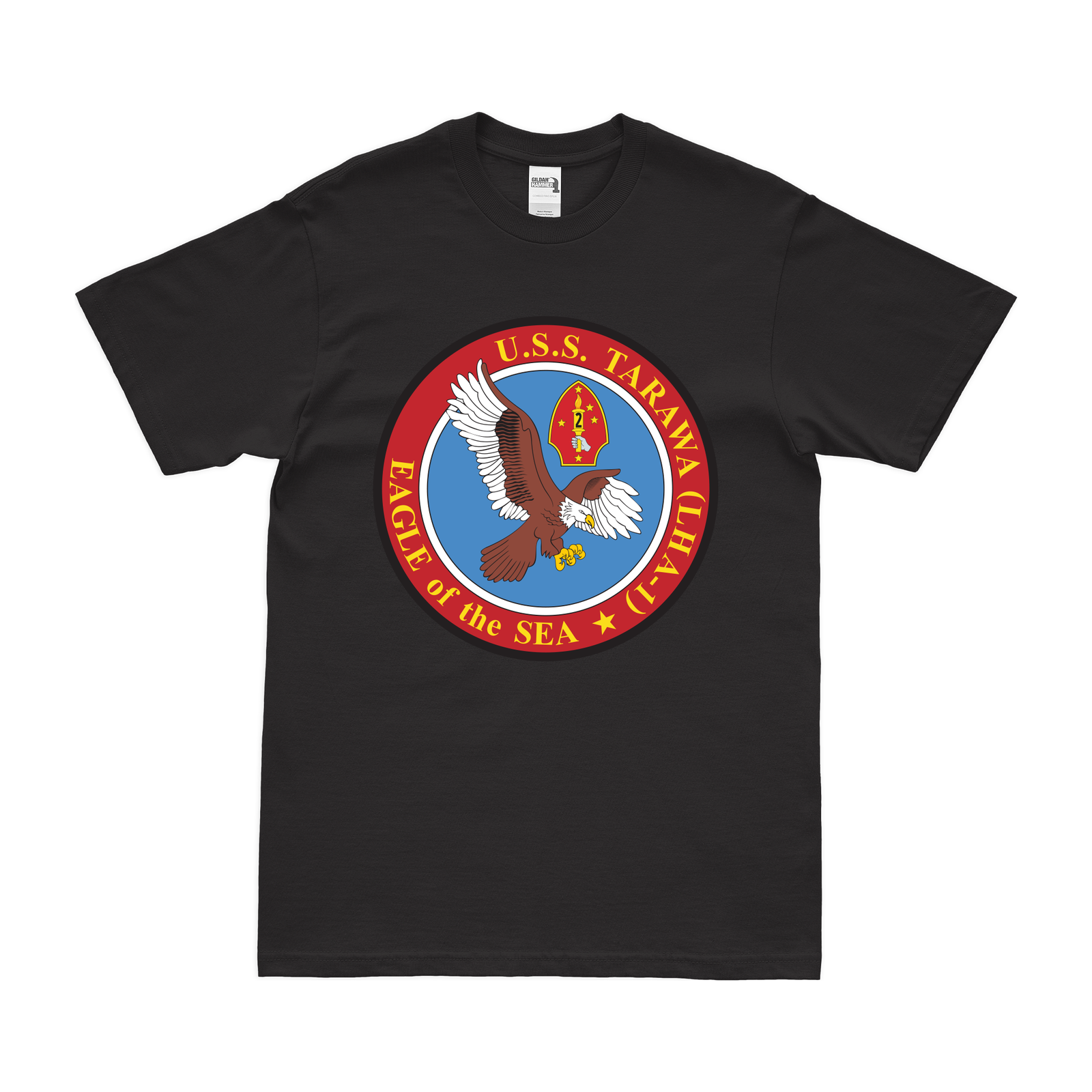 USS Tarawa (LHA-1) Ship's Crest Logo T-Shirt Tactically Acquired Black Clean Small