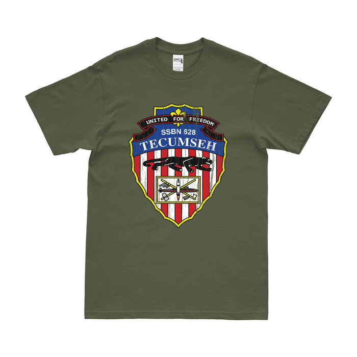 USS Tecumseh (SSBN-628) Ballistic-Missile Submarine T-Shirt Tactically Acquired Military Green Distressed Small