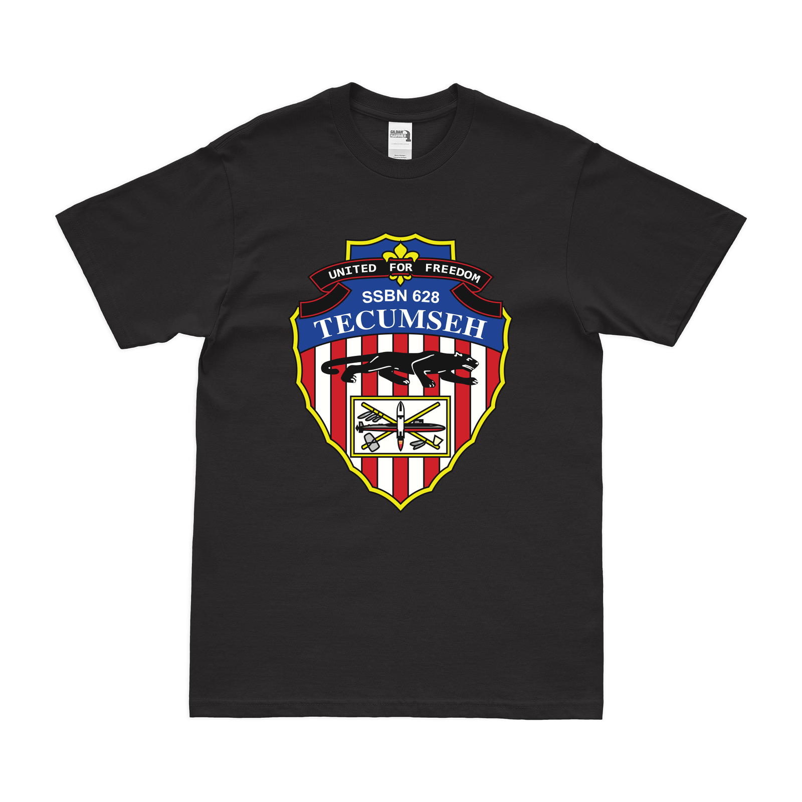 USS Tecumseh (SSBN-628) Ballistic-Missile Submarine T-Shirt Tactically Acquired Black Clean Small