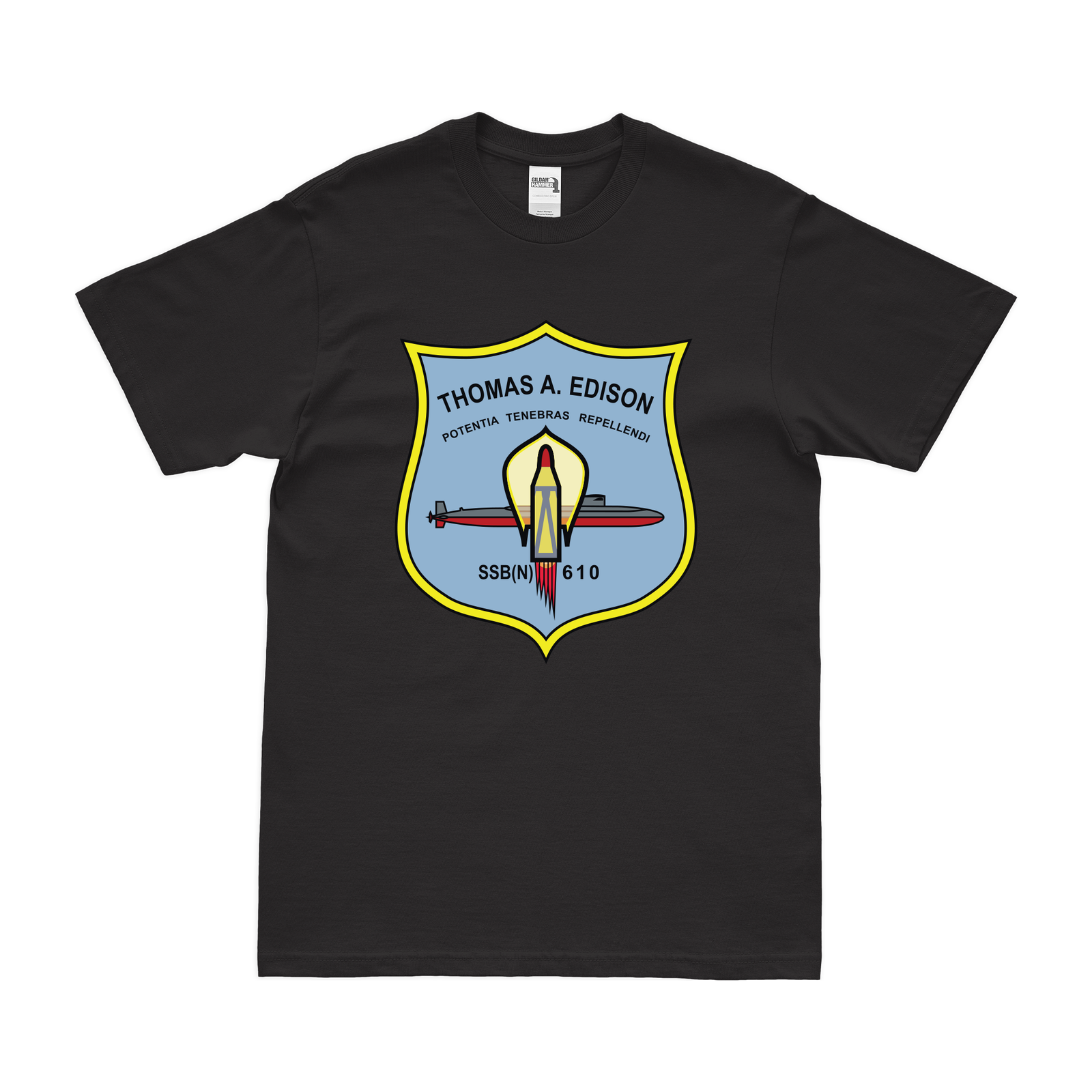 USS Thomas A. Edison (SSBN-610) Ballistic-Missile Submarine T-Shirt Tactically Acquired Black Clean Small