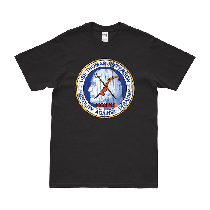 USS Thomas Jefferson (SSBN-618) Ballistic-Missile Submarine T-Shirt Tactically Acquired Black Distressed Small