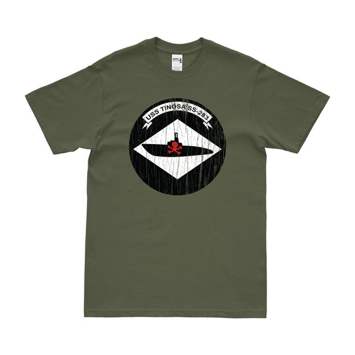 USS Tinosa (SS-283) Gato-class Submarine T-Shirt Tactically Acquired Military Green Distressed Small