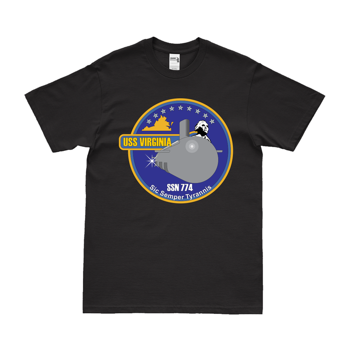 USS Virginia (SSN-774) Submarine Logo Emblem T-Shirt Tactically Acquired Small Black 