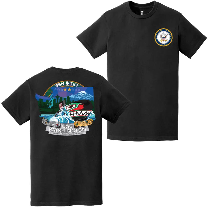 USS Washington (SSN-787) Double-Sided Logo T-Shirt