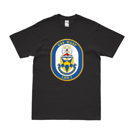 USS Wasp (LHD-1) Emblem T-Shirt Tactically Acquired Black Clean Small