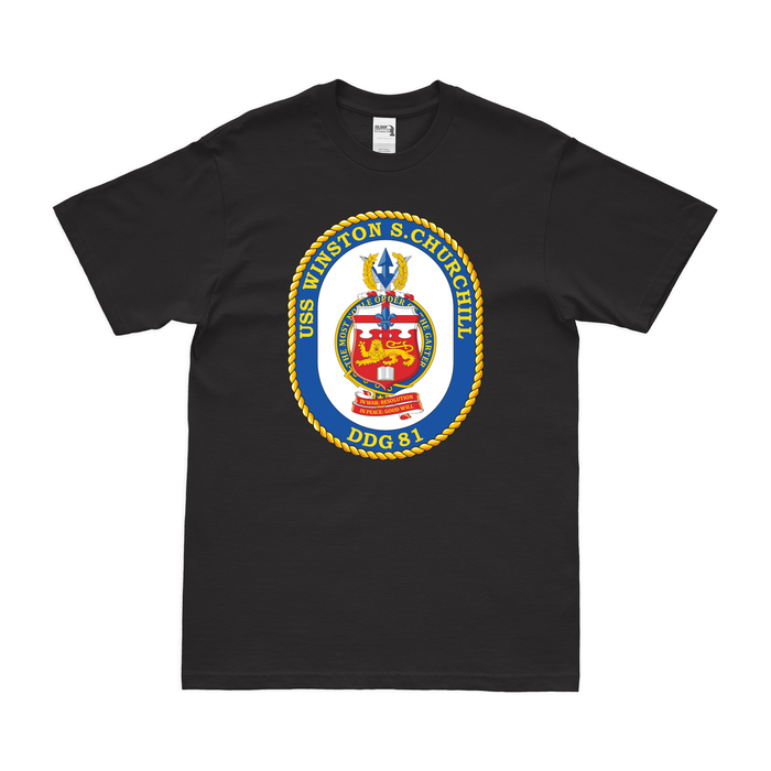 USS Winston S. Churchill (DDG-81) T-Shirt Tactically Acquired Black Small 