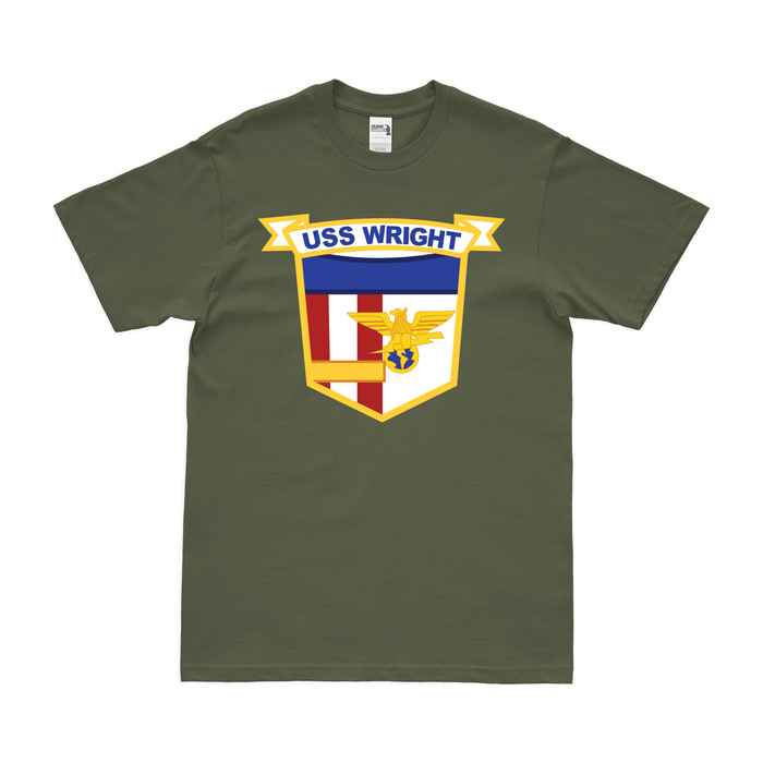 USS Wright (CVL-49) T-Shirt Tactically Acquired Military Green Clean Small