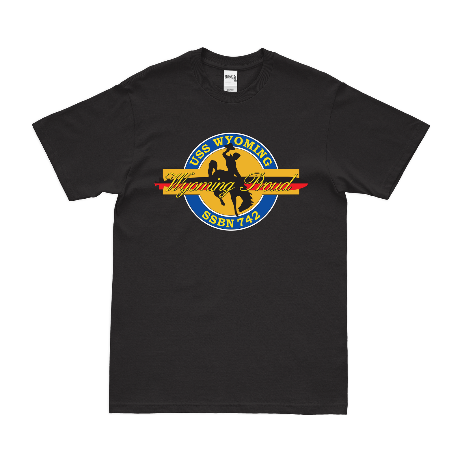 USS Wyoming (SSBN-742) Ballistic-Missile Submarine T-Shirt Tactically Acquired Black Clean Small
