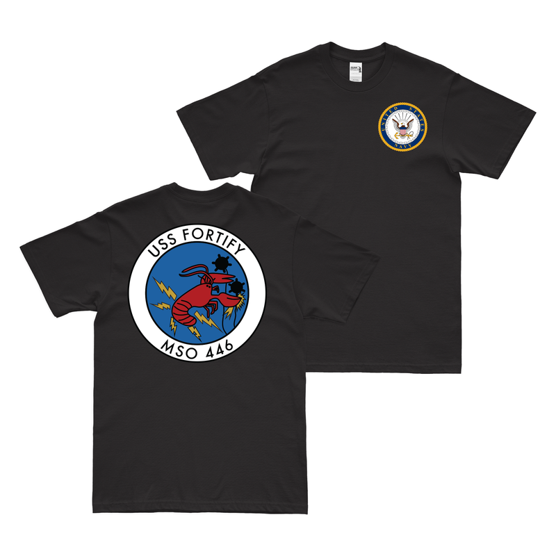 Double-Sided USS Fortify (MSO-446) Logo T-Shirt