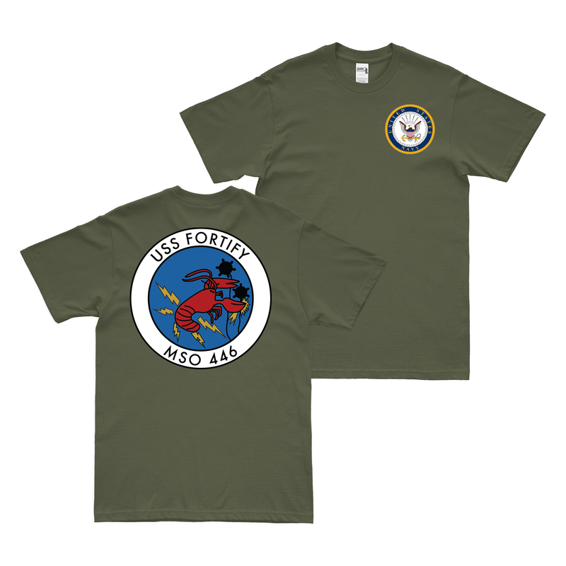 Double-Sided USS Fortify (MSO-446) Logo T-Shirt