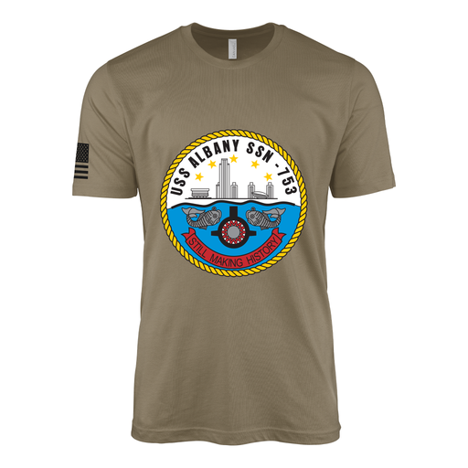 USS Albany (SSN-753) Submarine T-Shirt Tactically Acquired Coyote Brown S
