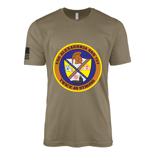 USS Alexandria (SSN-757) Submarine T-Shirt Tactically Acquired Coyote Brown S