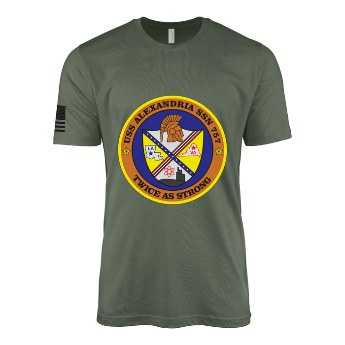 USS Alexandria (SSN-757) Submarine T-Shirt Tactically Acquired Military Green L