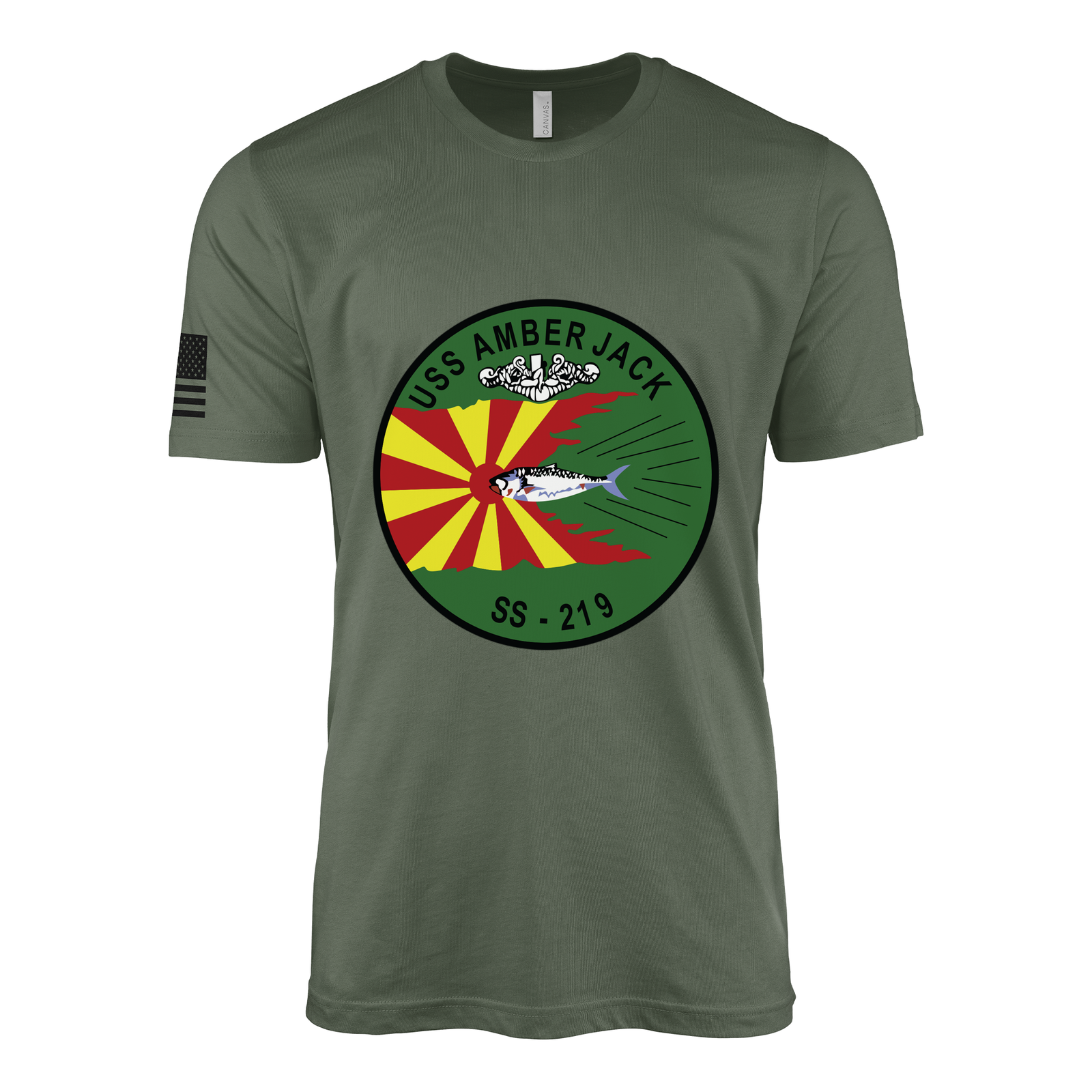 USS Amberjack (SS-219) Submarine T-Shirt Tactically Acquired Military Green L