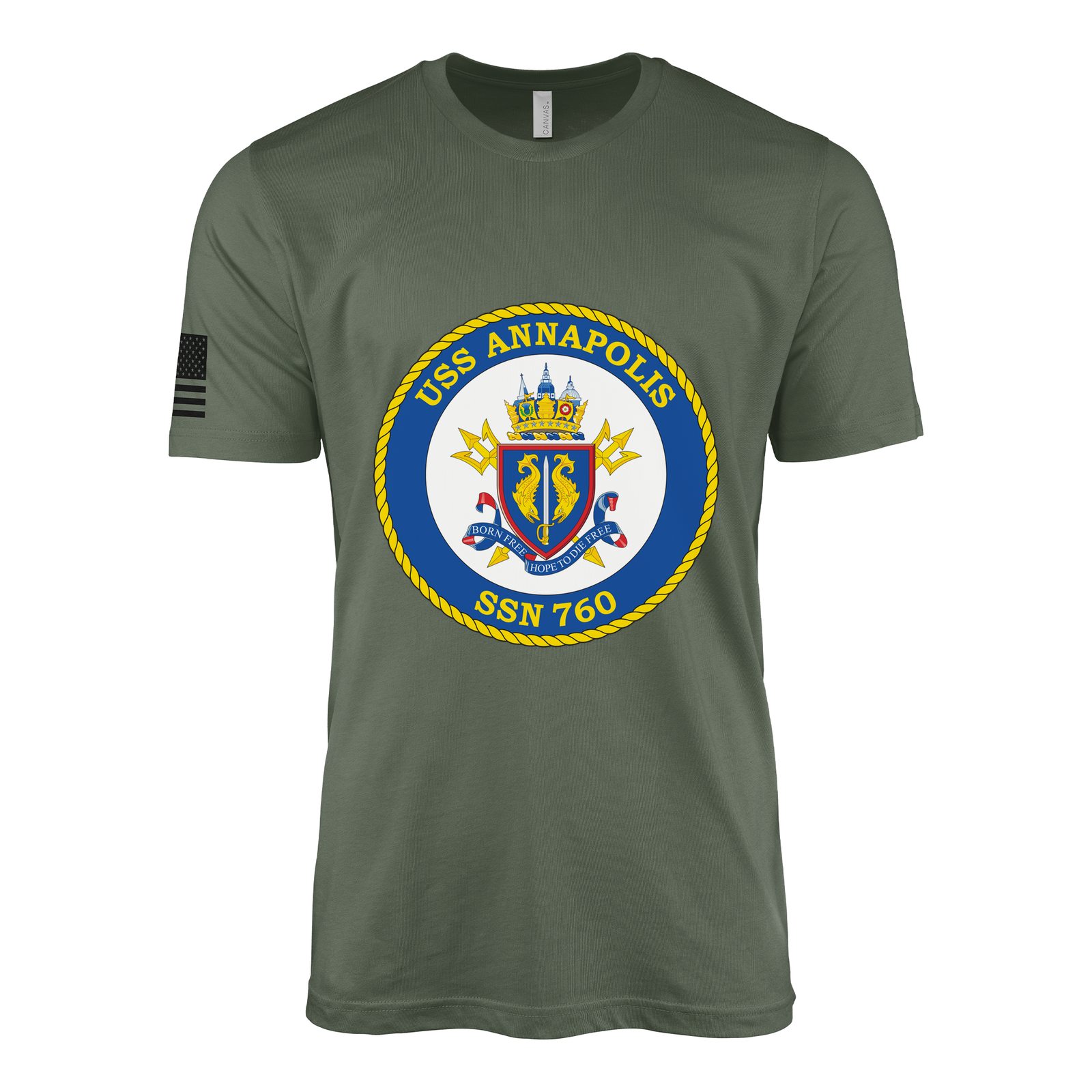 USS Annapolis (SSN-760) Submarine T-Shirt Tactically Acquired Military Green L