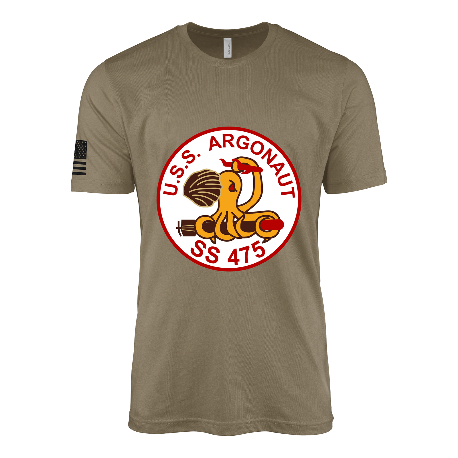 USS Argonaut (SS-475) Submarine T-Shirt Tactically Acquired Coyote Brown S