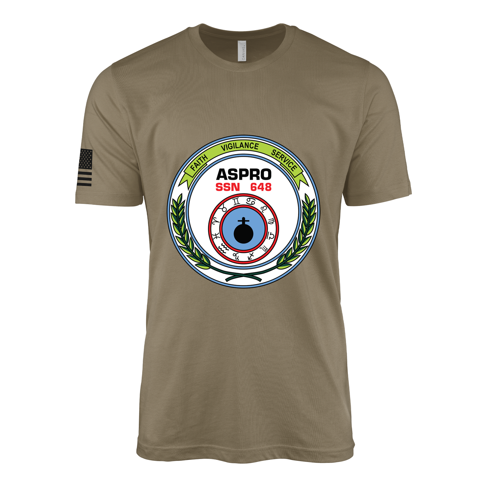USS Aspro (SSN-648) Submarine T-Shirt Tactically Acquired Coyote Brown S