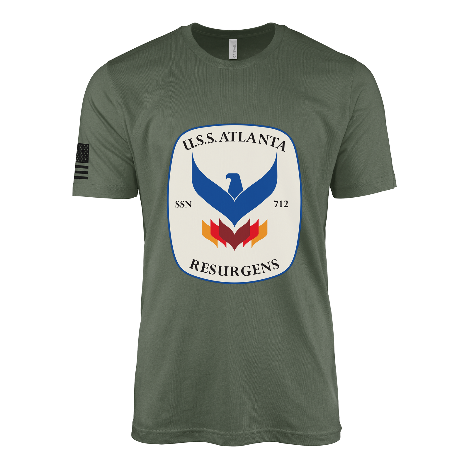 USS Atlanta (SSN-712) Submarine T-Shirt Tactically Acquired Military Green L