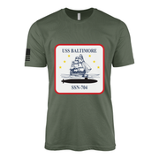 USS Baltimore (SSN-704) Submarine T-Shirt Tactically Acquired Military Green L