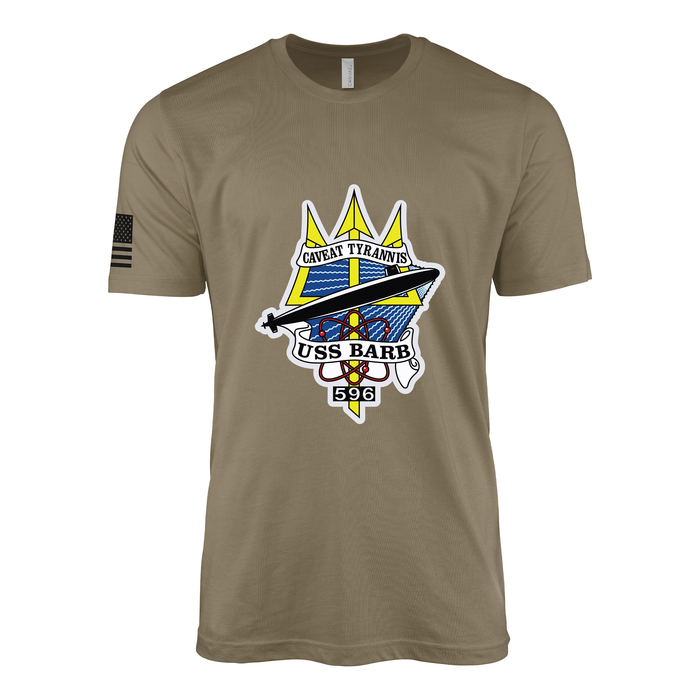 USS Barb (SSN-596) Submarine T-Shirt Tactically Acquired Coyote Brown S