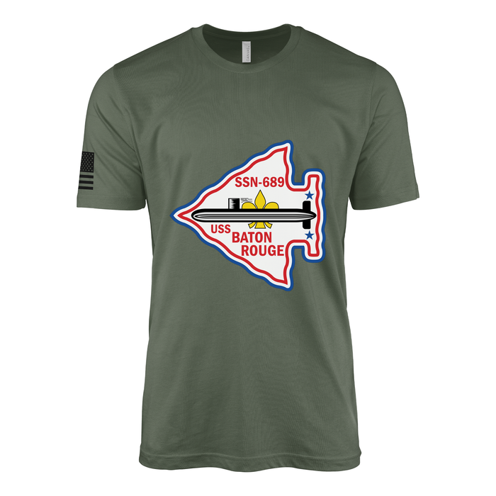 USS Baton Rouge (SSN-689) Submarine T-Shirt Tactically Acquired Military Green L