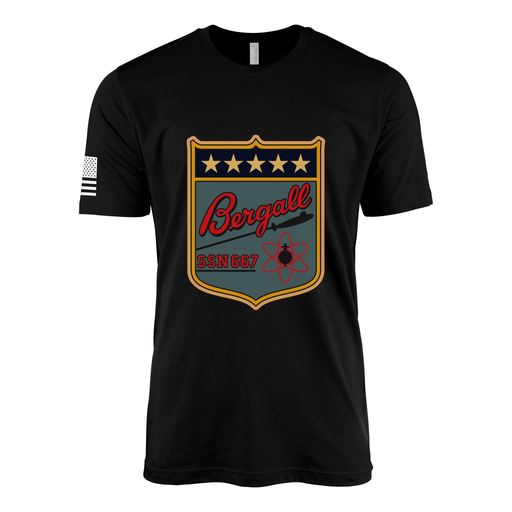 USS Bergall (SSN-667) Submarine T-Shirt Tactically Acquired Black M