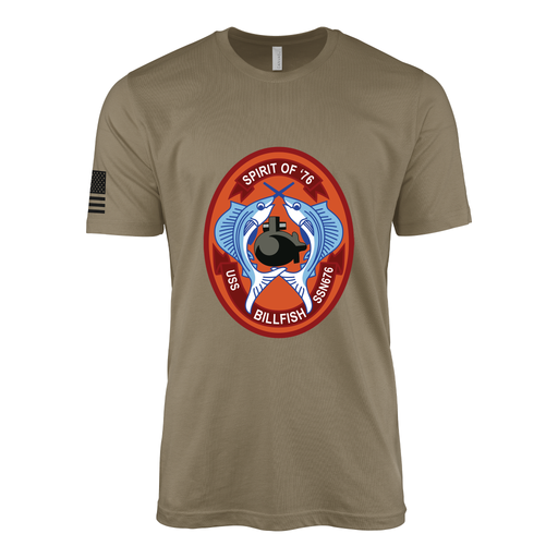 USS Billfish (SSN-676) Submarine T-Shirt Tactically Acquired Coyote Brown S
