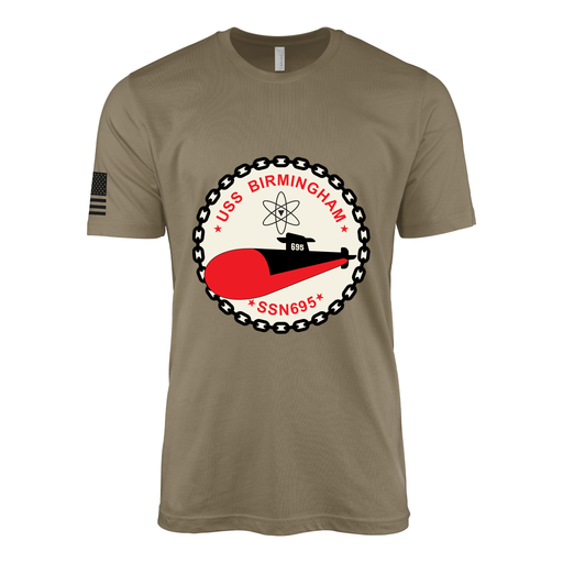 USS Birmingham (SSN-695) Submarine T-Shirt Tactically Acquired Coyote Brown S