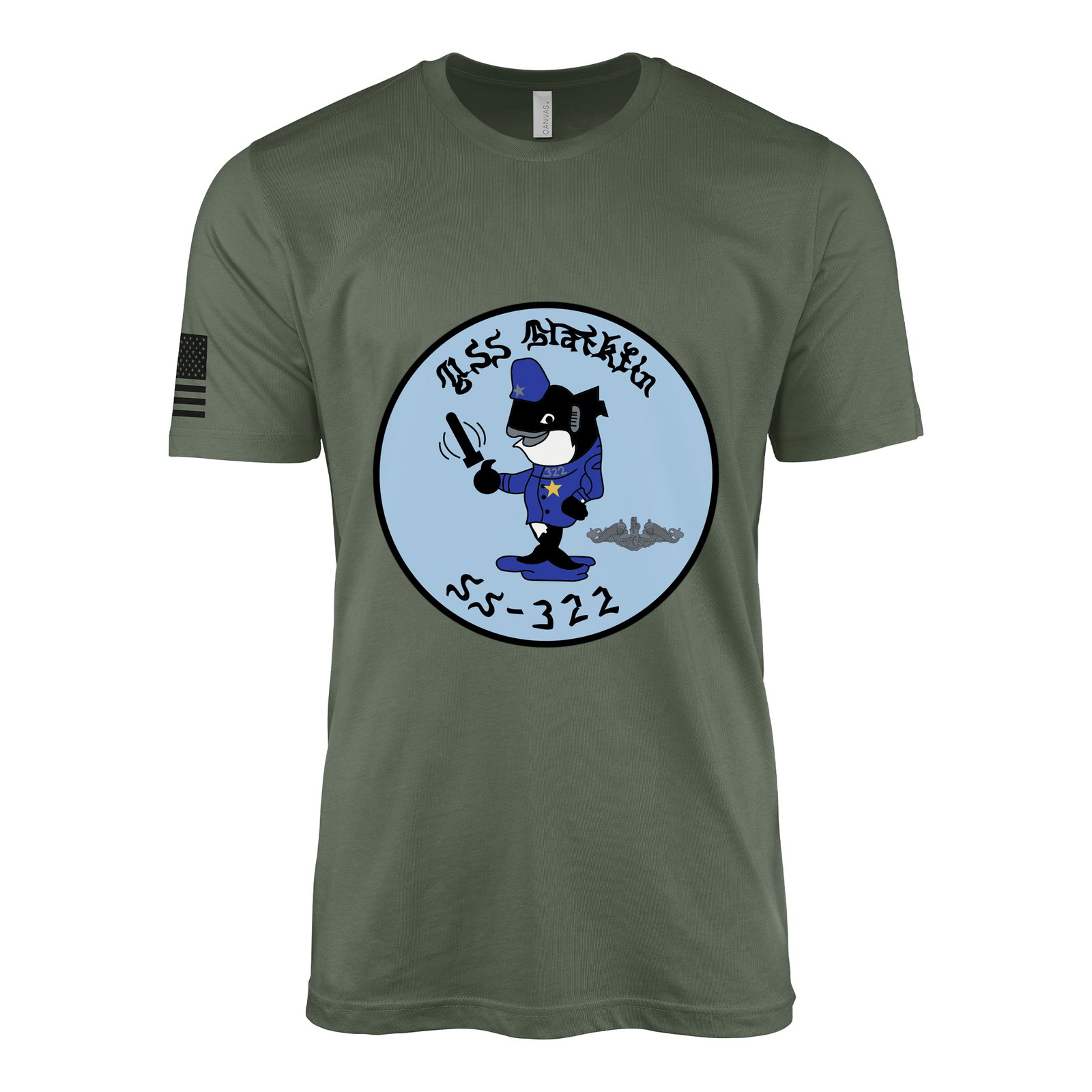 USS Blackfin (SS-322) Submarine T-Shirt Tactically Acquired Military Green L