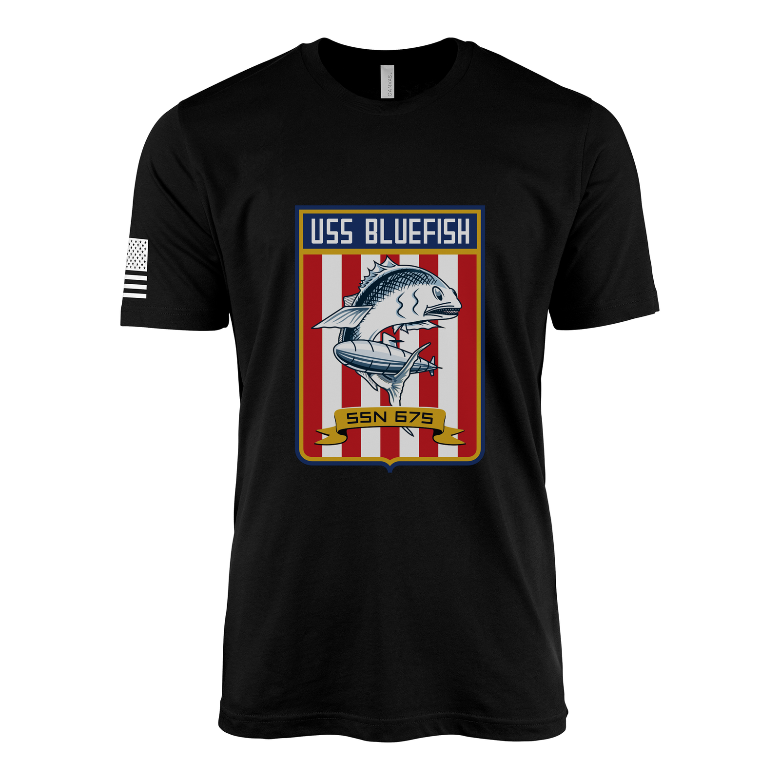 USS Bluefish (SSN-675) Submarine T-Shirt Tactically Acquired Black M