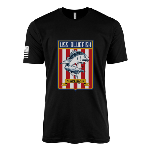 USS Bluefish (SSN-675) Submarine T-Shirt Tactically Acquired Black M