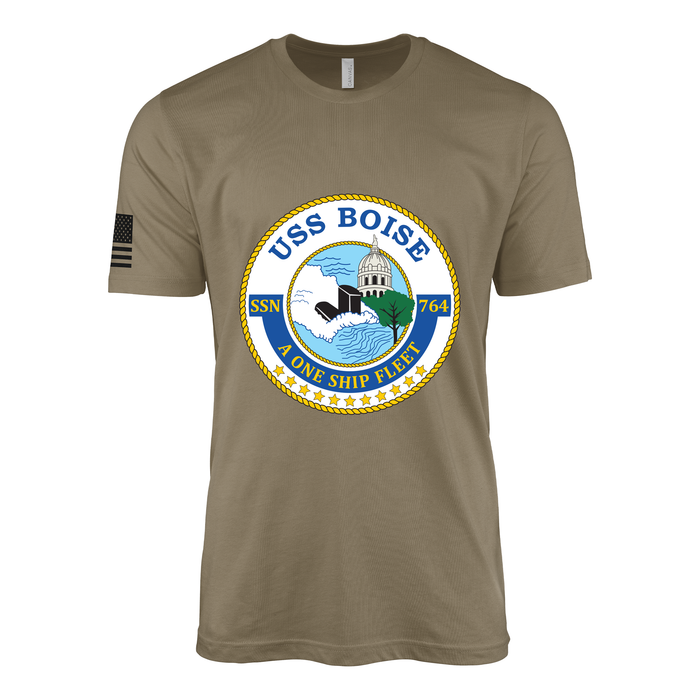 USS Boise (SSN-764) Submarine T-Shirt Tactically Acquired Coyote Brown S
