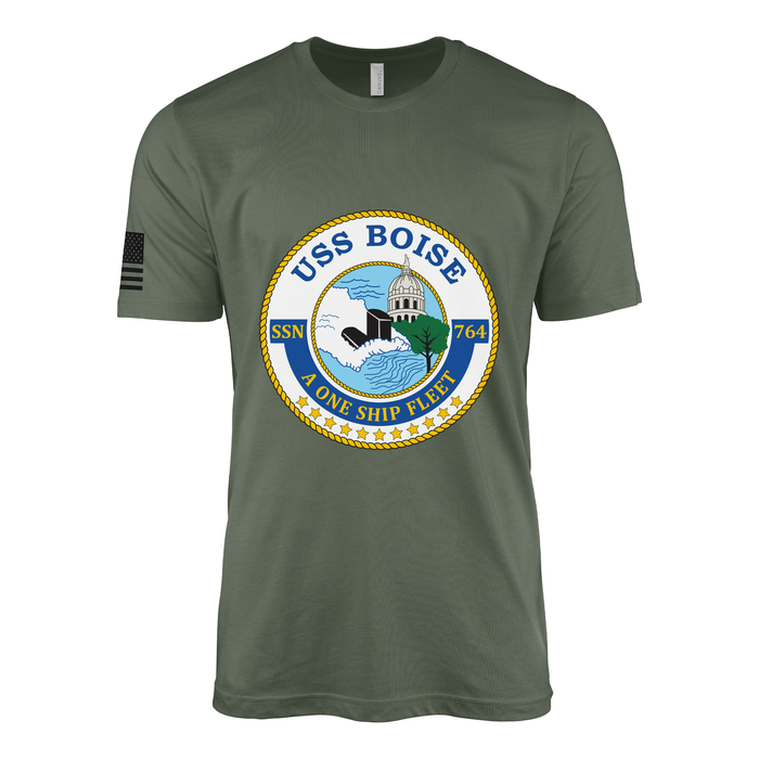 USS Boise (SSN-764) Submarine T-Shirt Tactically Acquired Military Green L