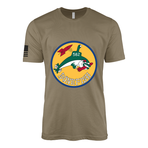 USS Bonefish (SS-582) Submarine T-Shirt Tactically Acquired Coyote Brown S