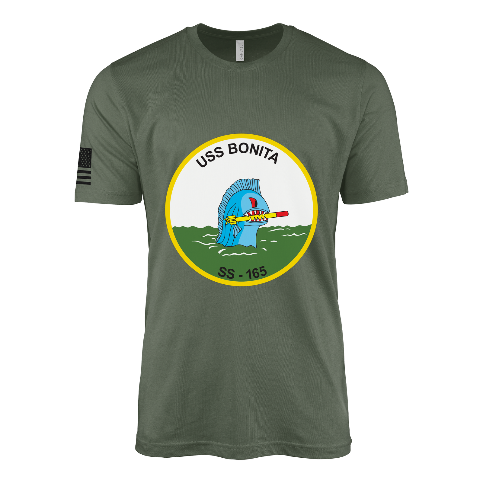 USS Bonita (SS-165) Submarine T-Shirt Tactically Acquired Military Green L