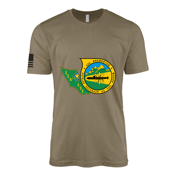 USS Bremerton (SSN-698) Submarine T-Shirt Tactically Acquired Coyote Brown S