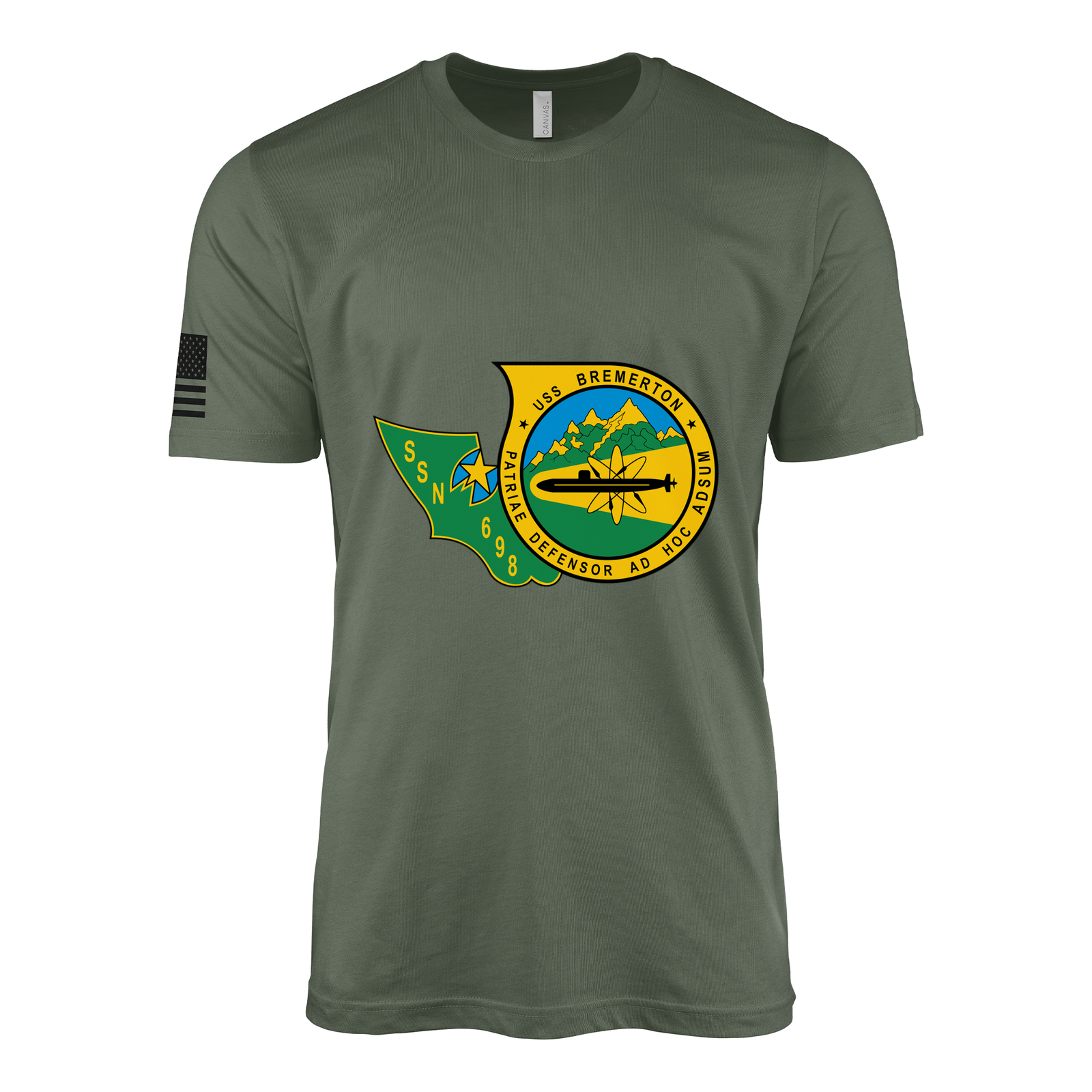 USS Bremerton (SSN-698) Submarine T-Shirt Tactically Acquired Military Green L