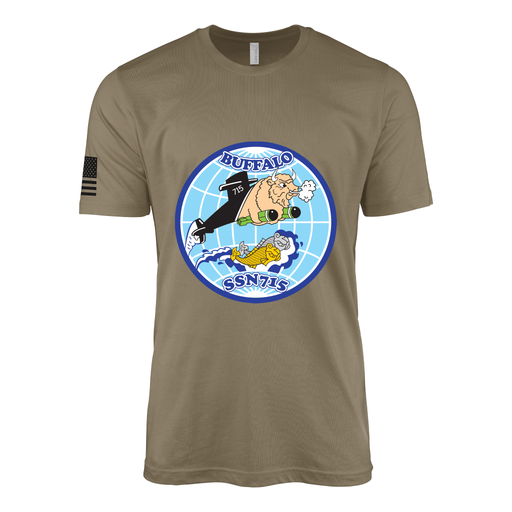 USS Buffalo (SSN-715) Submarine T-Shirt Tactically Acquired Coyote Brown S