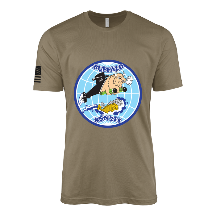 USS Buffalo (SSN-715) Submarine T-Shirt Tactically Acquired Coyote Brown S