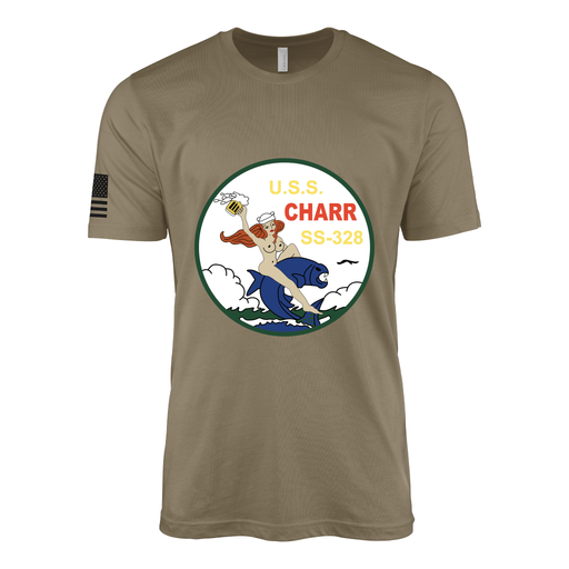 USS Charr (SS-328) Submarine T-Shirt Tactically Acquired Coyote Brown S